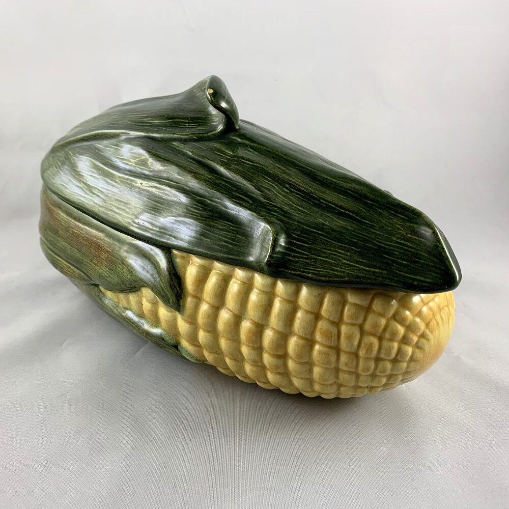 Vintage 1960s Shawnee Pottery 'Corn King' Ceramic Casserole Dish w Lid